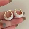 Milky White Glaze Earrings Minimalist Gold Plated French Vintage Boat Shaped Jewelry for Party Dating