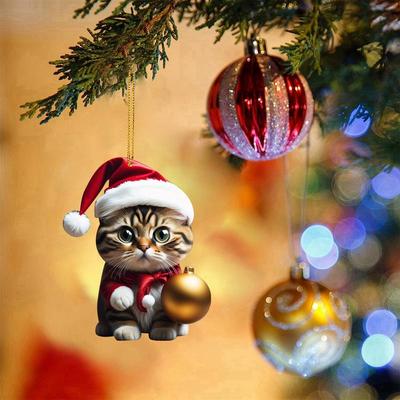 Cat Pendant Christmas Cat Hanging Tree Ornament Funny Christmas Pendant Gift For Xmas Tree Decoration Car Interior Decoration