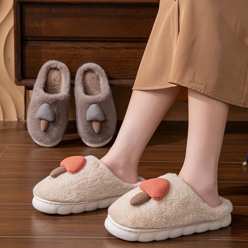 Autumn and Winter New Cotton Slippers Women's Home Non-slip Soft Bottom Men's Fluffy Cotton Mop Indoor Warm and Cute