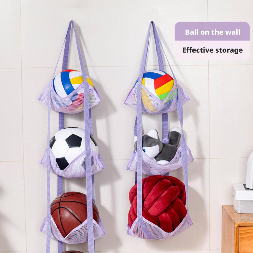 Wandmontierte Ballaufbewahrung Hängende Tasche Netzfächer Organizer Für Basketball Fußball Haus Garage Sportgeräte Organizer L7K5