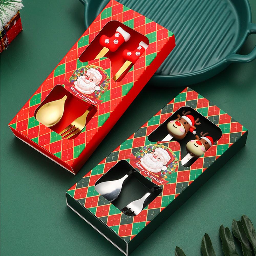Christmas Spoon and Fork Set Household Creative Tableware Removable Forks Coffee Tea Dessert Spoon and Fork Exquisite Gift Sets