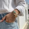 Design Sense Colorful Starfish Open Bangle for Women Elegant Imitation Pearls Starfish Cuff Bracelet Summer Ocean Jewelry