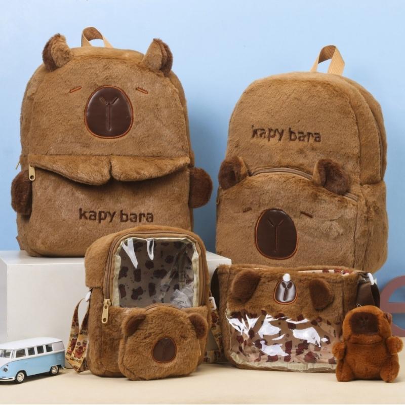 Capybara School Bag Spacious Plush Backpack For Children And Cartoon Lover Spacious And Comfortable Shoulder Bag