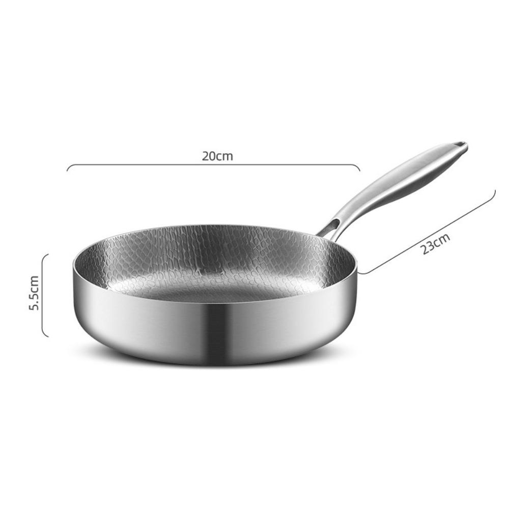 

Hand Forged Hammer Patterned Frying Pan Titanium Steel Uncoated Non Stick Skillet Cookware Food Grade Fried Steak Pot