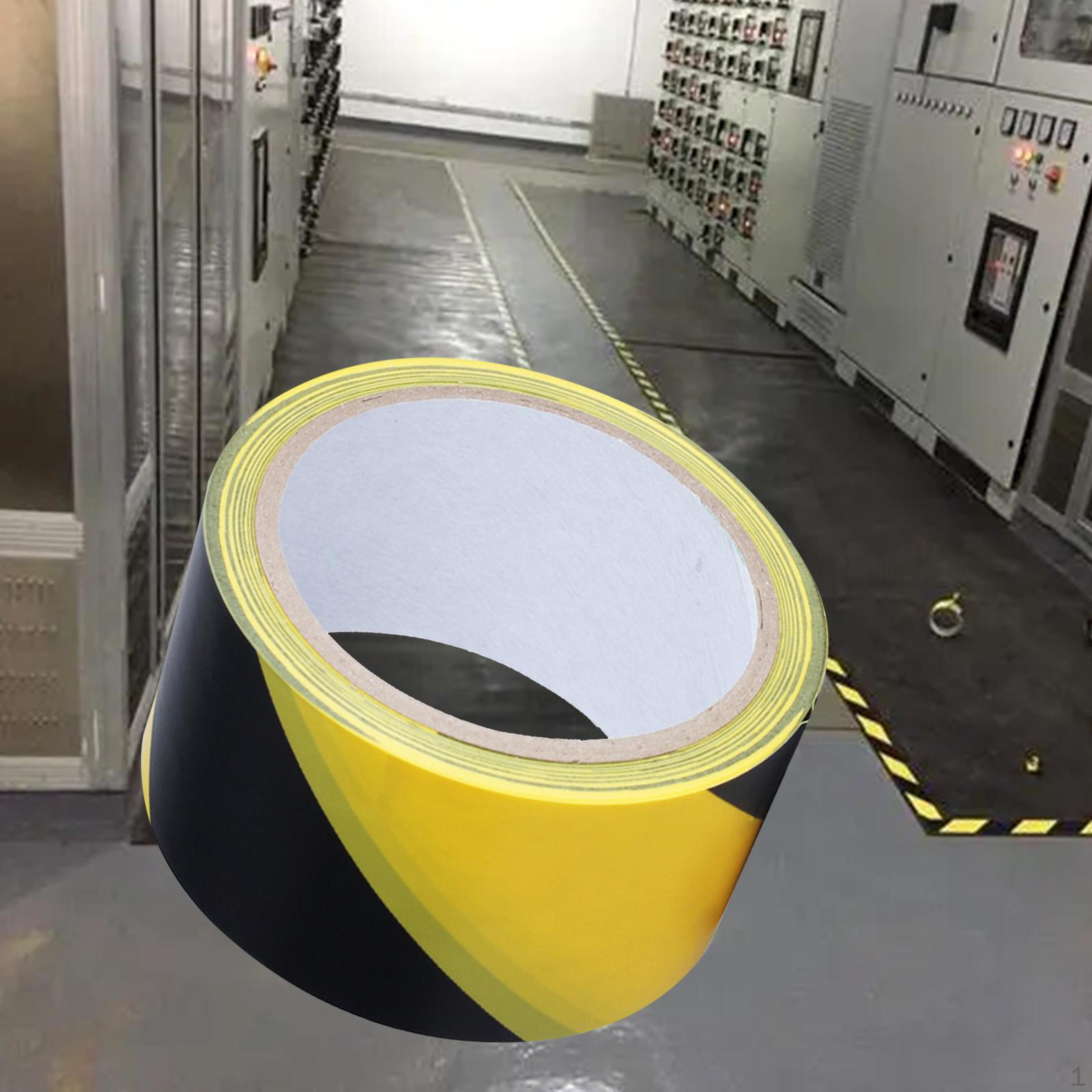 PVC Stripe Tape for Equipment And Pipes - 18 Meter Length black yellow 4.8cm