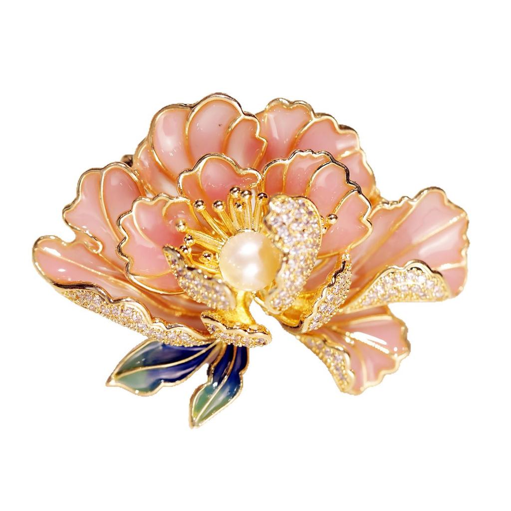 Bo Xin Yun High-End Enamel Peony & Freshwater Pearl Brooch