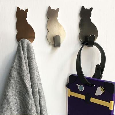 2pcs Clothes Self Adhesive Bathroom Hanger Cat Pattern Hooks Towel Racks Storage Holder