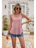2023 Summer Women's Solid Color Button Camisole with Hollow Out Design