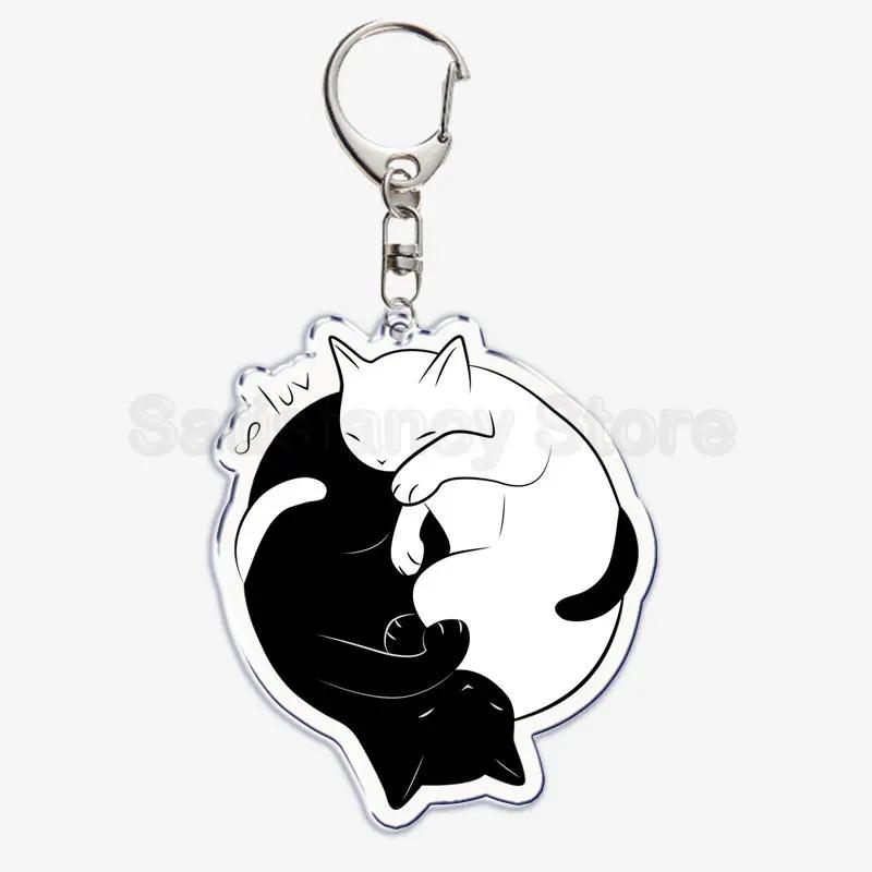 

Cute Black Cat Blep Tongue Acrylic Keychain Not Talk To Me I Am Angry Keyring Key Ring Chains for Bag Pendant Aaccessories Gift