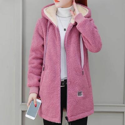 Women's Casual Solid Color Hooded Fleece Jacket for Autumn/Winter