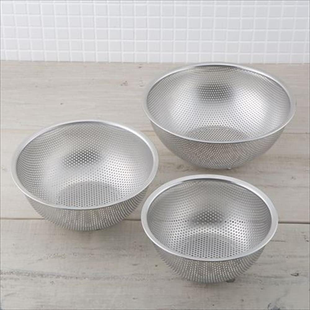 KAI Bowl Bowl Set Cooking Utensil for Single Living 18cm 21cm 24cm Stainless Steel Stackable Storage Integrated Type (Punching) 3-Piece