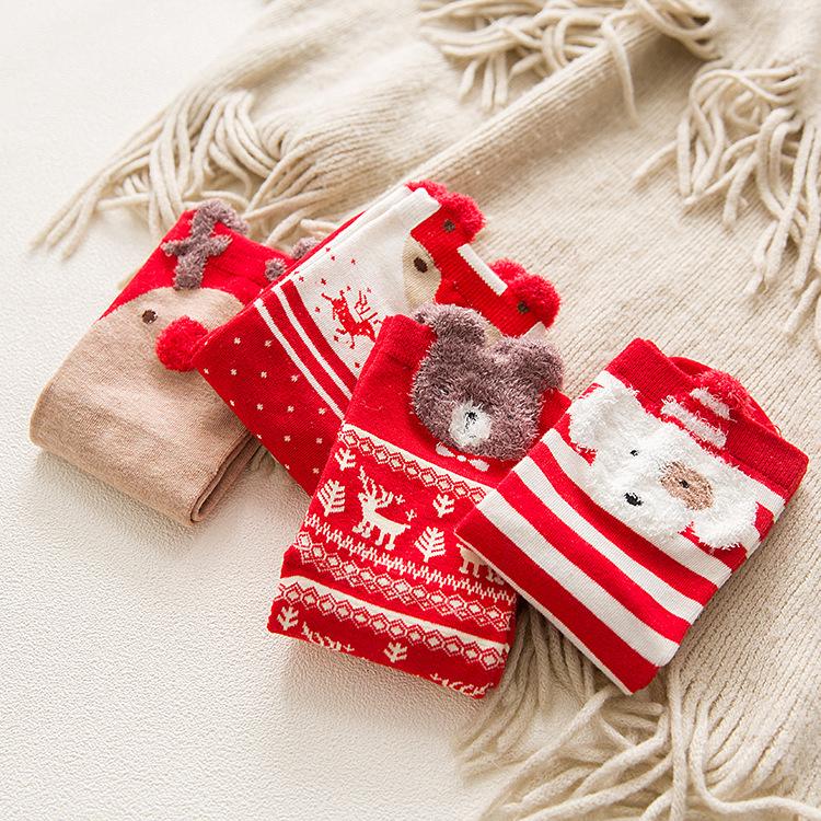 Reindeer Cartoon Christmas Mid-Calf Socks - Women's Cute Japanese Style for Autumn and Winter