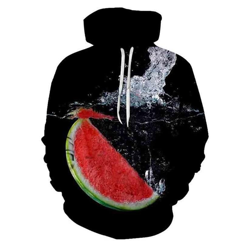 3D Printed Candy and Fruit Pattern Hoodie, Autumn and Winter Fleece-lined and Thickened Casual Plus Size Fun Sweatshirt, Men's Street Style Hooded Top
