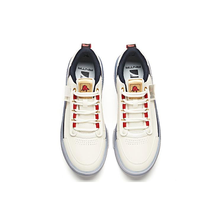 Anta Life Collection Lightweight Abrasion Resistant Low Top Skateboard Shoes Men's White Black Red 912118030-1