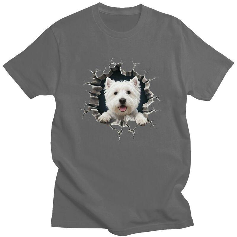 Przełomowy West Highland White Terrier Koszulka Męska 100% Bawełna T-shirt Rekreacyjny Westie Miłośnik Psów Koszulki Streetwear Koszulki