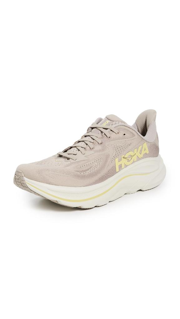 HOKA Clifton 10 Track Field Running Size Greyish Cream X Pale Gray Men's & Shoes, 27.0,
