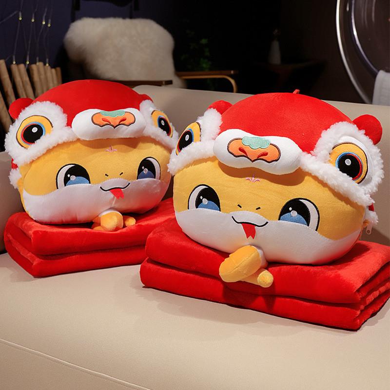 Chinese Year New Snake Hand Warmer Pillow Blanket Plush Toy Winter Stuffed Doll
