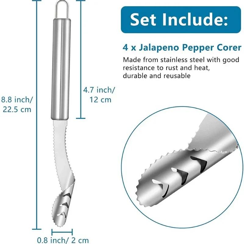 Removedor de Sementes de Pimenta Jalapeño Ferramenta Corer Chili Descaroçador Borda Afiada Gadget de Cozinha Removedor de Sementes Cortar o Topo de Legumes