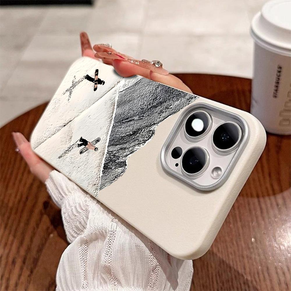 Snowboarder Mountain Pattern Phone Case For iPhone 17 16 Pro Max 15 14 13 12 11 Pro 17 Air 14 15 Plus Shockproof Soft Cover