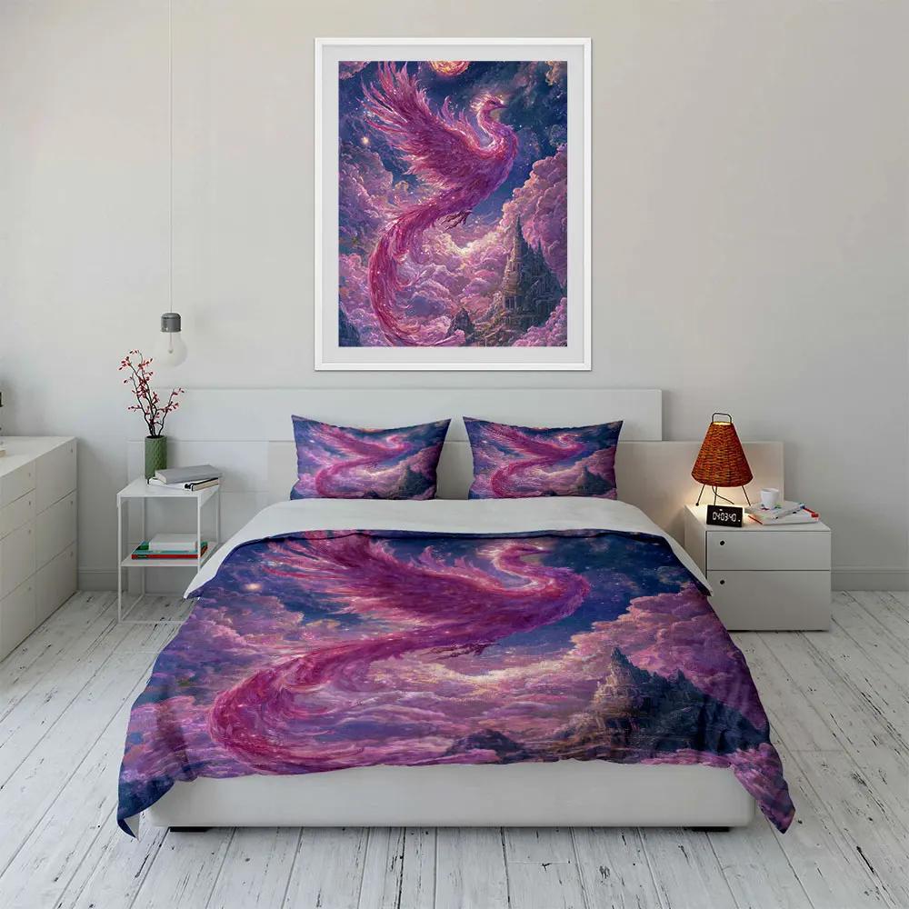 "Fantasy Phoenix Art Decor Set" Bedding Set with 1 Duvet Cover 2 Pillowcases Single Double King Queen Gift