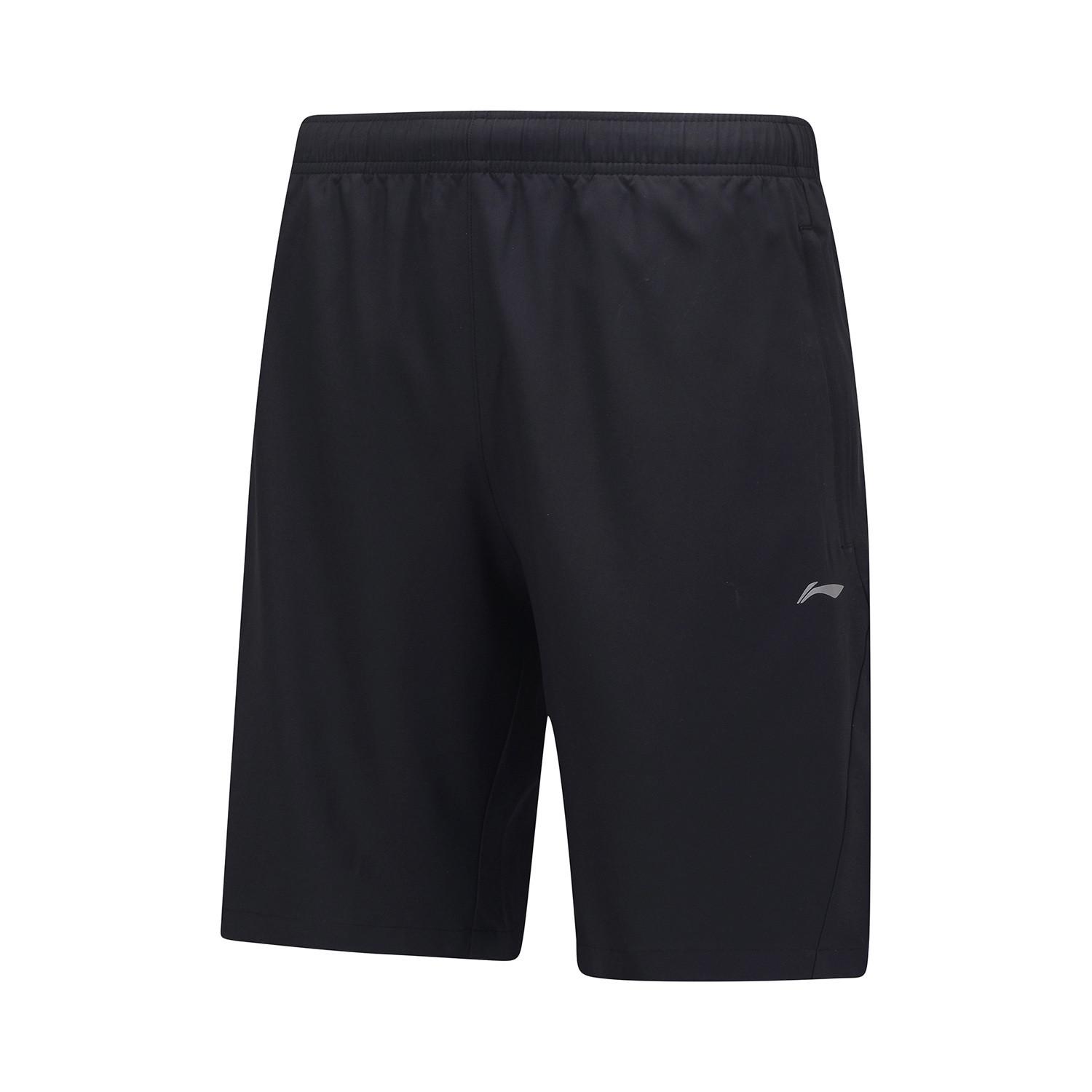 

Li Ning однотонные, средней талии, удобные, универсальные, прямые, повседневные шорты, мужские шорты, черные AKST409-1 S