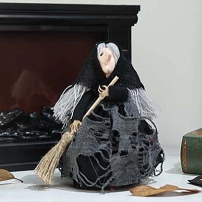 Cute Witch Doll Realistic Halloween Witch Pendant Halloween Broom Witch Decoration  Haunted House