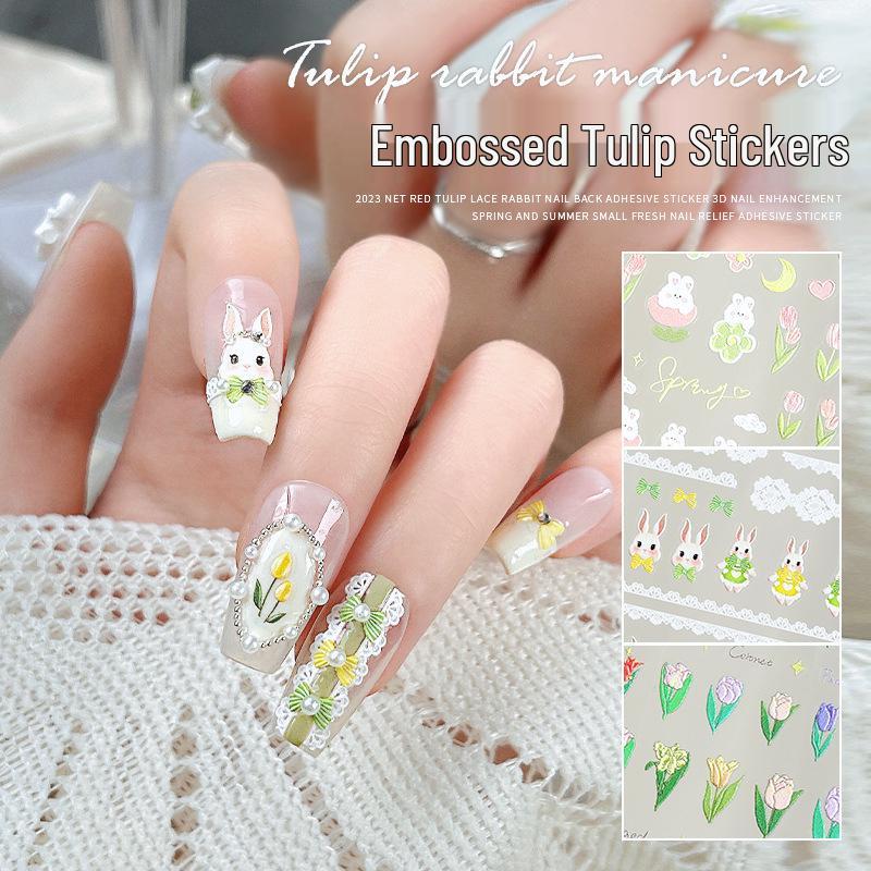 

Tulip 3D Lace Rabbit Nail Art Stickers - 2023 Celebrity Trend Nails