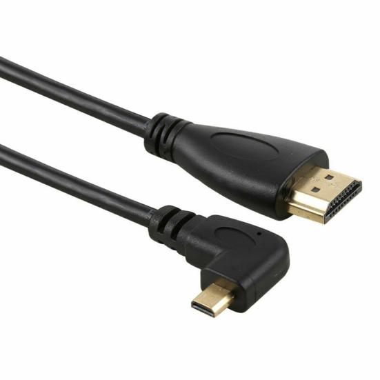 მიკრო HDMI-თან თავსებადი ტიპი D მამრობითი 90 გრადუსი მარცხნივ HDMI-თავსებადი 1.4 მამრობითი 1080P HDTV კაბელი