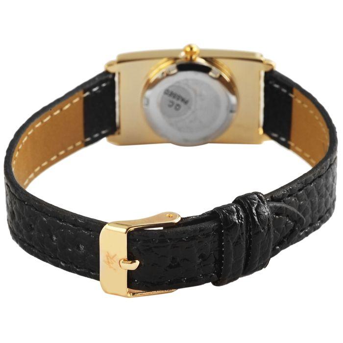 Montre-bracelet - AKZENT - Akzent - Boîtier métal doré - Cadran bleu - Bracelet simili cuir noir 16 mm