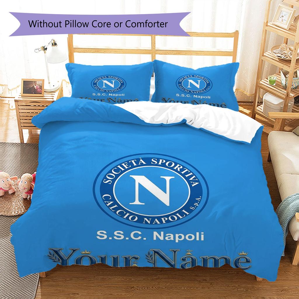 SSC Napoli Custom Name Pattern Bedding,Quilt Set Quilt Cover Pillowcase Home Birthday Gift(1 * duvet cover + 2 * pillowcase, without core)