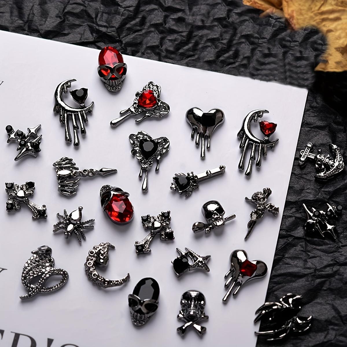 

Улучшите свои ногти: 22 шт. подвески для ногтей в стиле темного ретро, ​​Хэллоуина и любви со стразами на любой случай