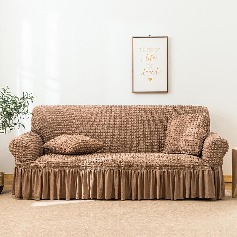 Marke Bird Koreanische Spitze Rüschen Bubble-Gaze Rutschfester Sofabezug, Vollständiger elastischer Wickel, Einfarbig, Koreanischer Stil.