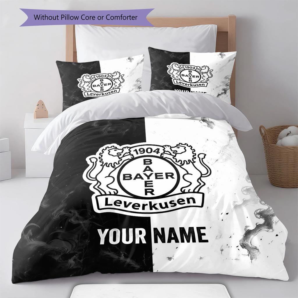 Custom Name Bayer 04 Leverkusen2 Pattern Bedding Quilt Set  Home Decoration  Gift (1 * Duvet Cover + 2 * Pillowcase  Without Core)