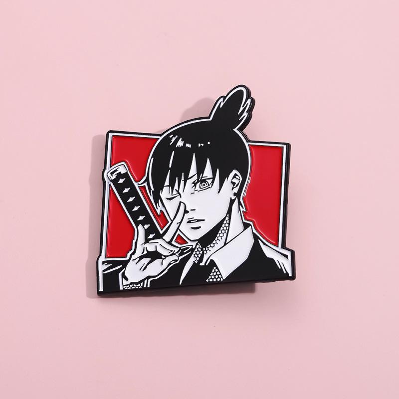 And Eyecatching Black White Cartoon Character Brooch Unique Anime Alloy Pin For Fashion Lovers