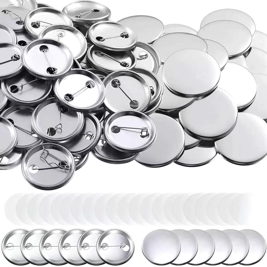 20Set 3.7cm/1.46in Round Button Parts Kit - Tinplate Tops & Plastic Clips with Film for DIY Button Maker Machine, Badge ZSY