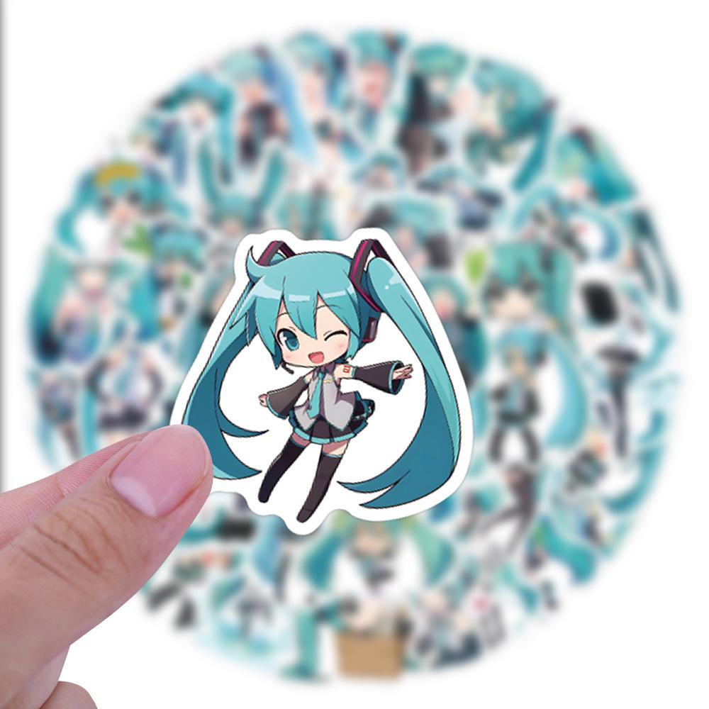 60-Count Hatsune Miku Cartoon Graffiti Stickers for DIY Decoration