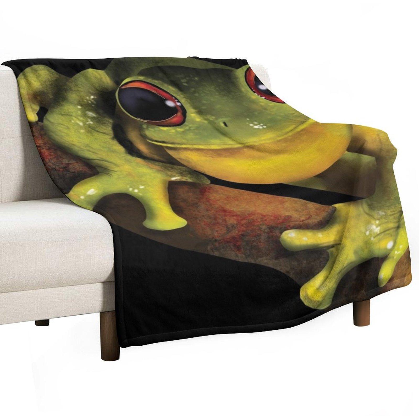 Red-eyed Tree Frog Throw Blanket Shaggy Cute Travel Cute Plaid Blankets 30x40in