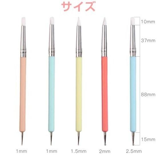 Set da 5 pezzi pennello silicone unghie penna puntinatura testa a doppia estremità unghie in gel strumento per puntinismo bastoncino per arte facile durevole punta da intaglio trapano pittura manicure