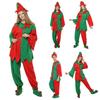 Різдвяний костюм ельфа для сім'ї, дорослих, дітей, наряд ельфа, червоно-зелений колор-блок, шапка ельфа, топ, штани та пояс, святкове вбрання для святкової вечірки для тата, мами, дітей