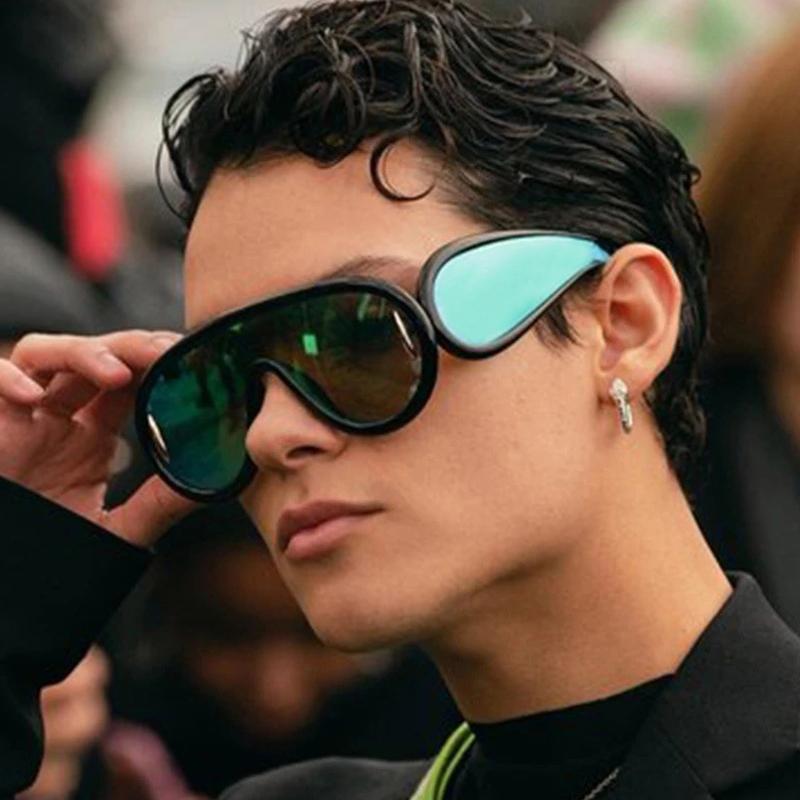Sports Punk Oversized Sunglasses Steampunk Y2K UV400 Protection Unisex Luxury Brand Eyewear for Women Men