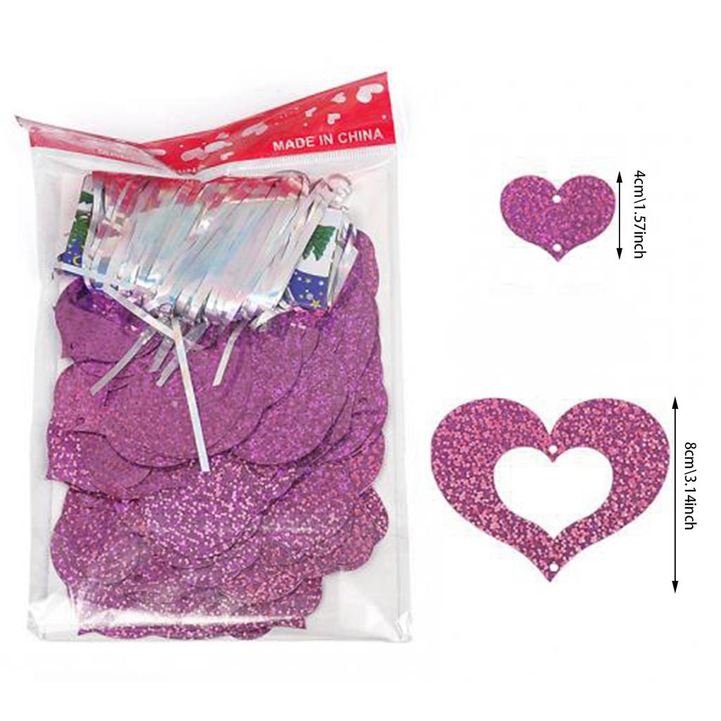 100pcs\bag Valentine's Day Love Pendants (with Lanyard), Wedding and Birthday Party Decorations, Sequin Pendants