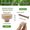 AEE2-Round Wooden Drawer Knobs Wooden Cabinet Furniture Drawer Pulls, Suitable For Drawer Wardrobe Dresser (24 Pieces)