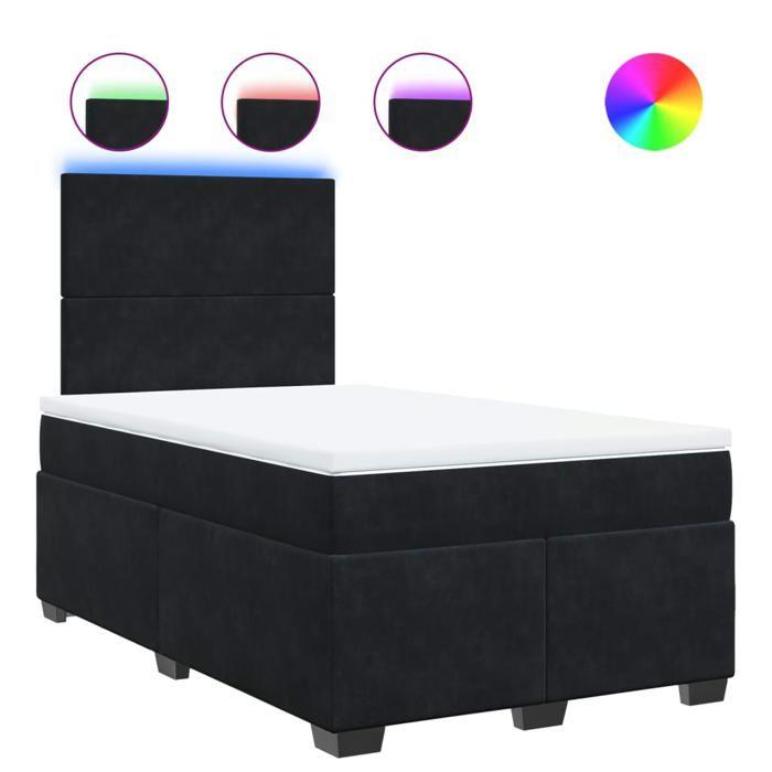 VidaXL Sommier à lattes de lit avec matelas noir 120x190 cm velours, lit, lit à plate-forme, lit à panneaux, meuble de 3293154