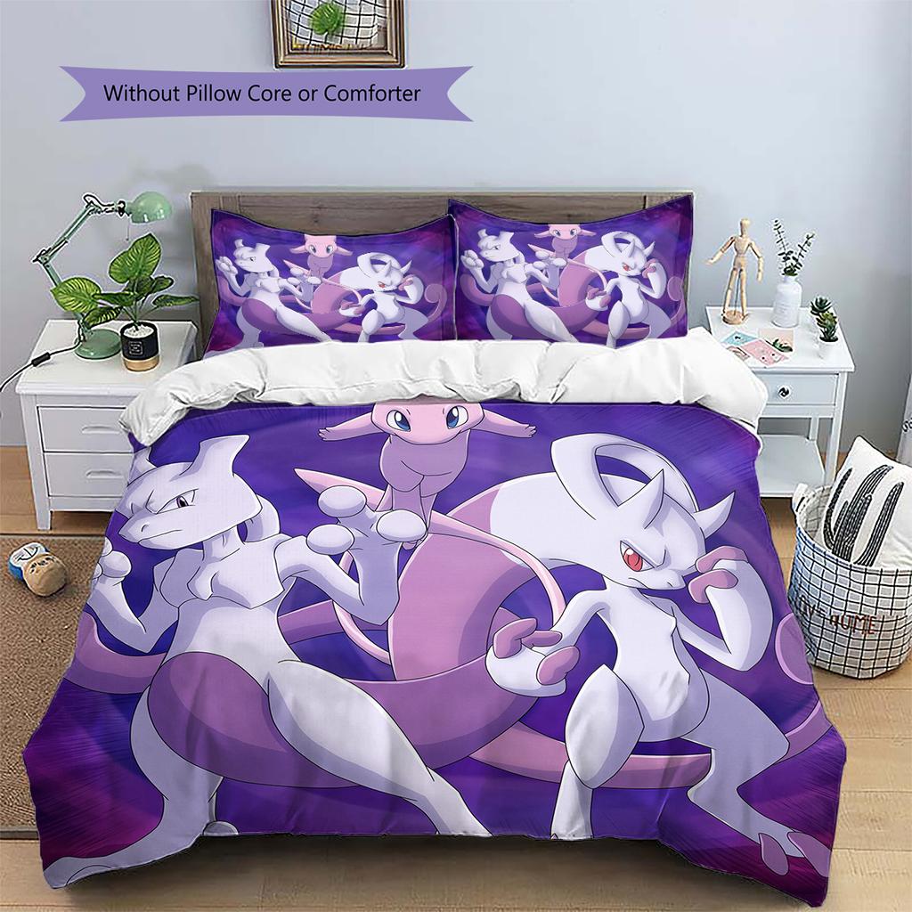 mew Pattern Bedding Home Decoration Birthday Gift (1 * duvet cover + 2 * pillowcase, without core)