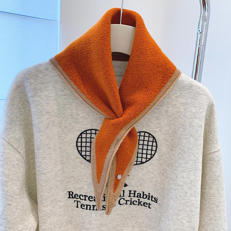 British Korean Triangle Scarf Niche Wool Triangular Scarf Women Headscarf Knitted Scarf Multi-Functional Warm Knitted Scarf