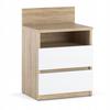 Nightstand, Nightstand, Oak, Sonoma, White, 40cm, 2S, Shelf, Bedroom Furniture
