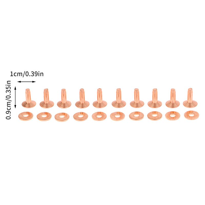 10 sad Nýtované Měděné nýty pro kůži s podložkami pro DIY nýtování DIY Vintage kožené zboží