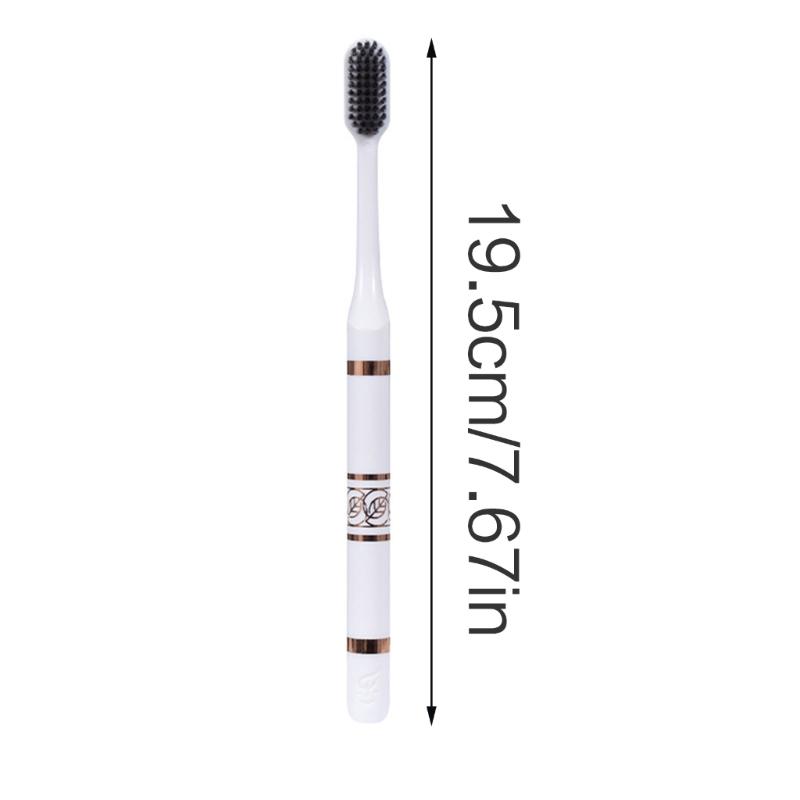 Ergonomic Black and White Toothbrush Set for Couples Portable Gentle Cleaning
