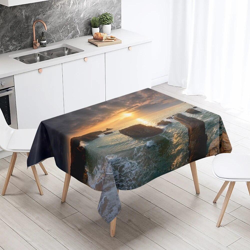 Sunset Evening Glow Scenery Table Cloth Wedding Party Restaurant Banquet Decor Stain Resistant Waterproof  Home