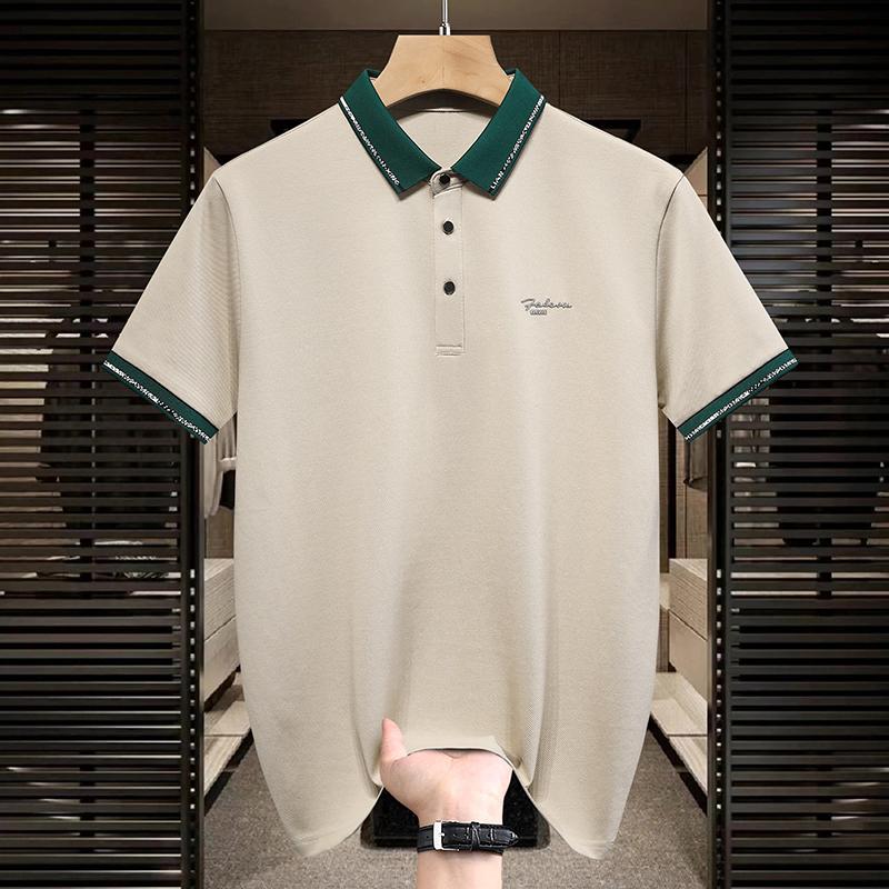 

Summer Short Sleeved Polo Shirt for Men s Fashion Business Leisure Commuting Sports Ice Silk Elastic Quick Drying T-shirt Top L хаки